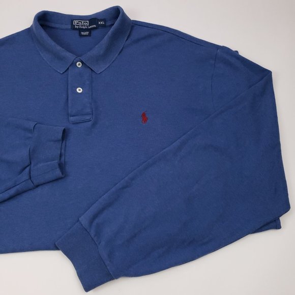 2XL Polo Ralph Lauren Long Sleeve Polo Blue XXL In - Picture 8 of 12